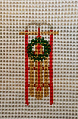 Sled Ornament Needlepoint Canvas - 14 mesh