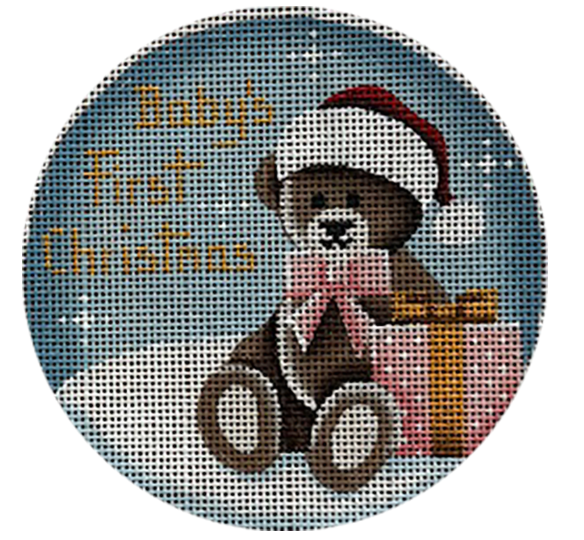 Baby's First Christmas Girl Teddy Round
