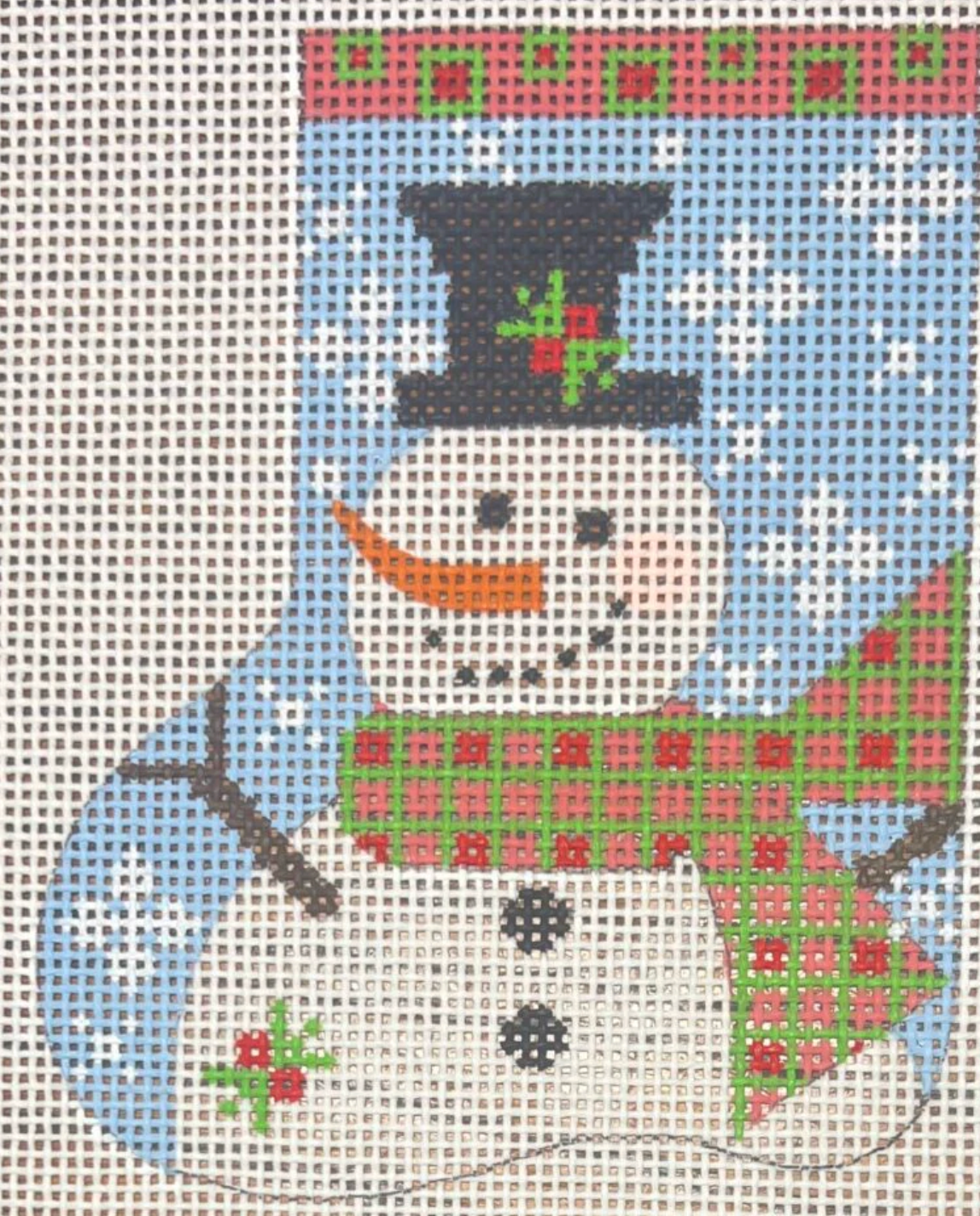 Green Scarf Snowman Mini Stocking