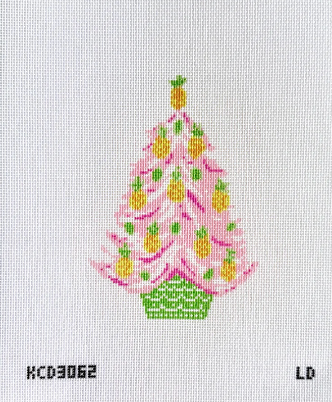 Pink Pineapple Tree Ornament Printed Canvas