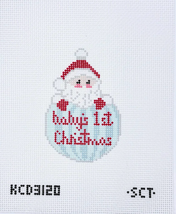 Baby’s First Christmas Santa Blue Printed Canvas