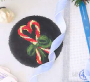 Candy Cane Vintage Velvet Bow Round