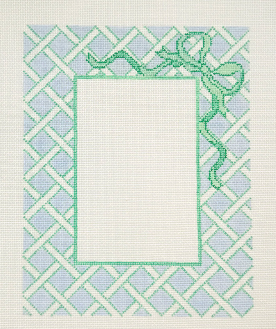 Blue Lattice Frame with Bow