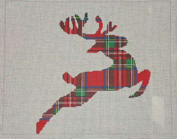 Plaid Reindeer Pillow - 18 mesh