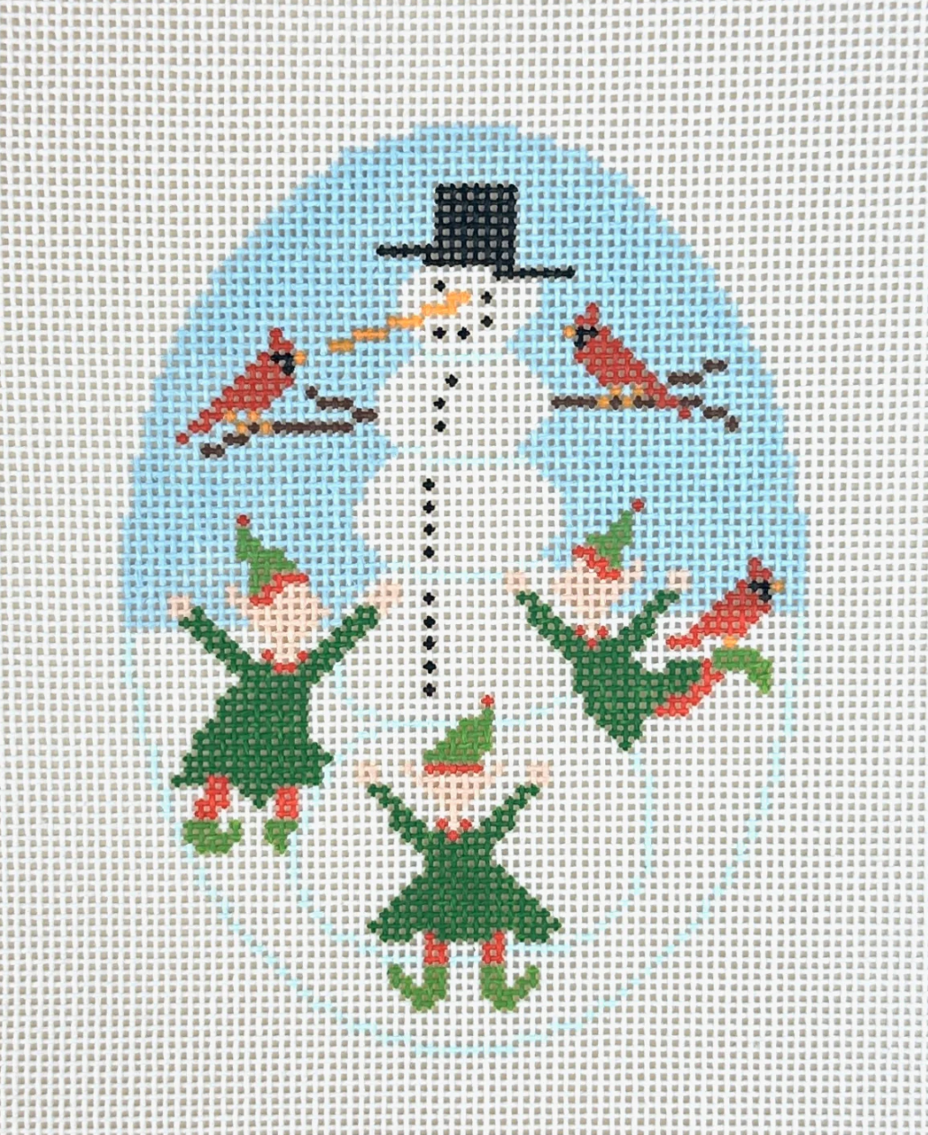 Elves and Snowman Oval
