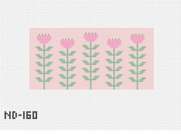 Pink & Green Block Print Flower A - Clutch Insert