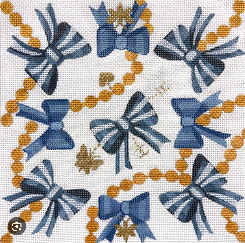 Blue Bows and Pearls Pillow