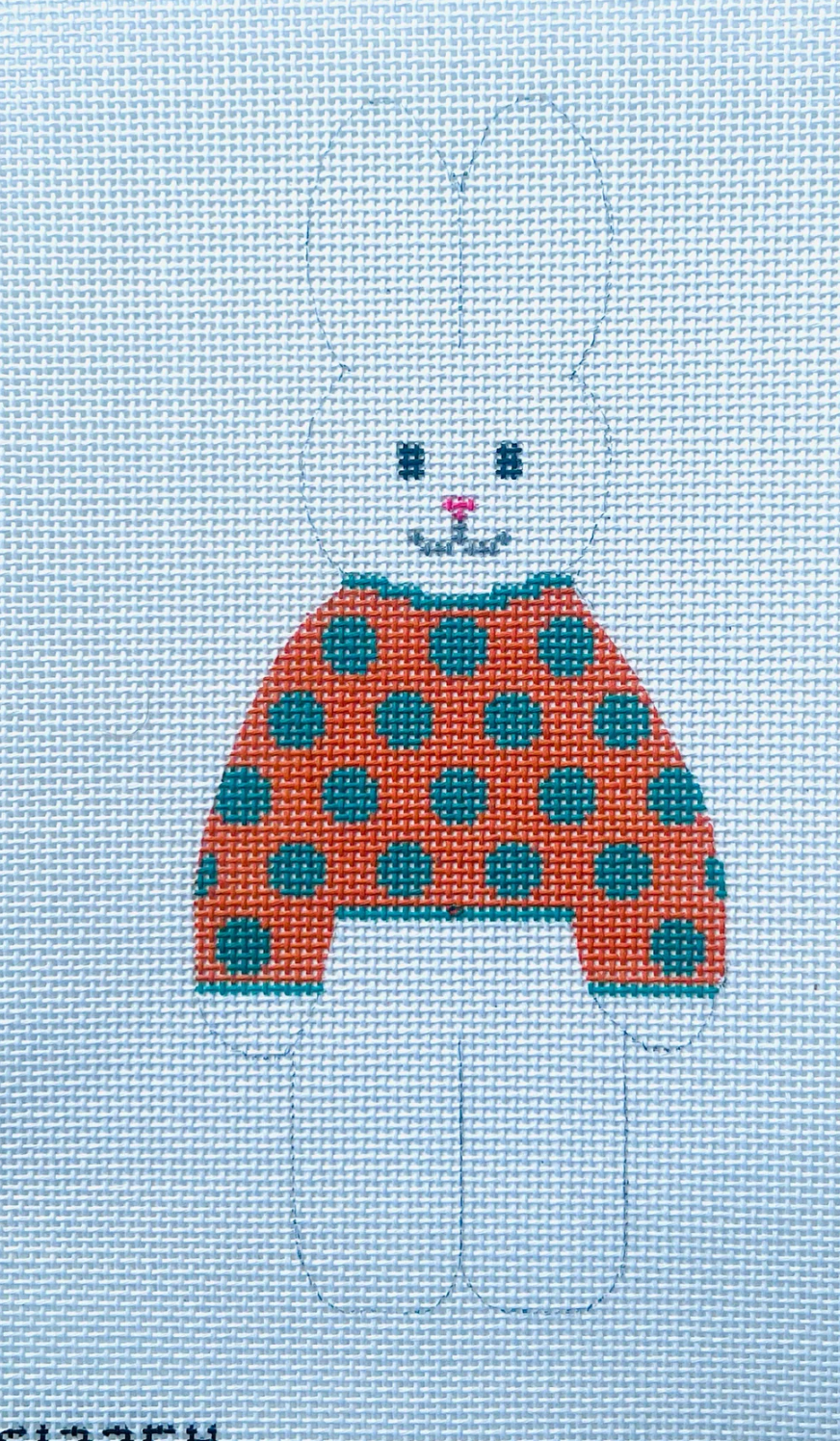 Orange and Teal Polka Dot Bunny