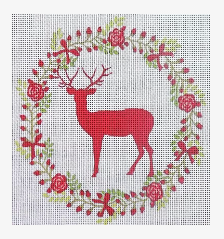 Standing Deer in Wreath