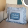 Swappable Self-Finishing Pillow in Blue Stripe
