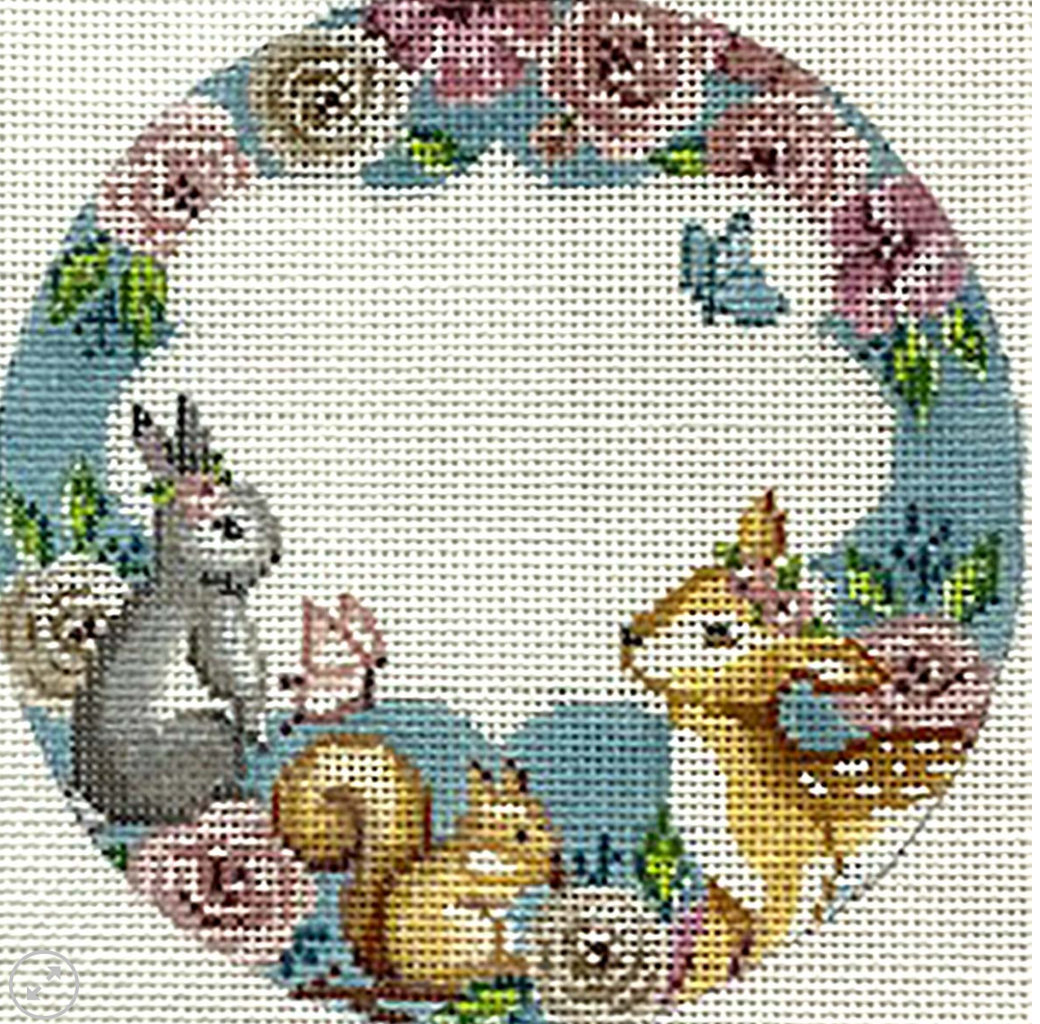 alice peterson Boho Baby Animals round needlepoint canvas