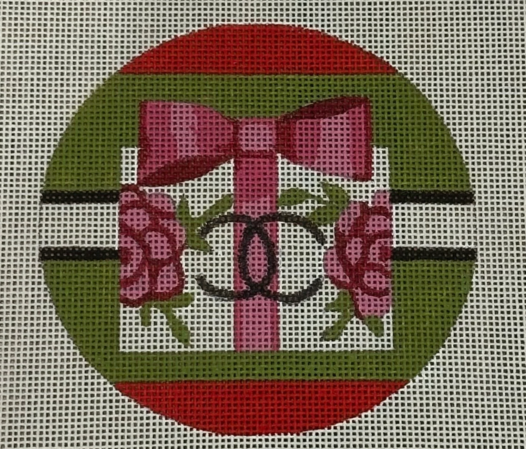 alice peterson "C" Xmas Gift needlepoint canvas