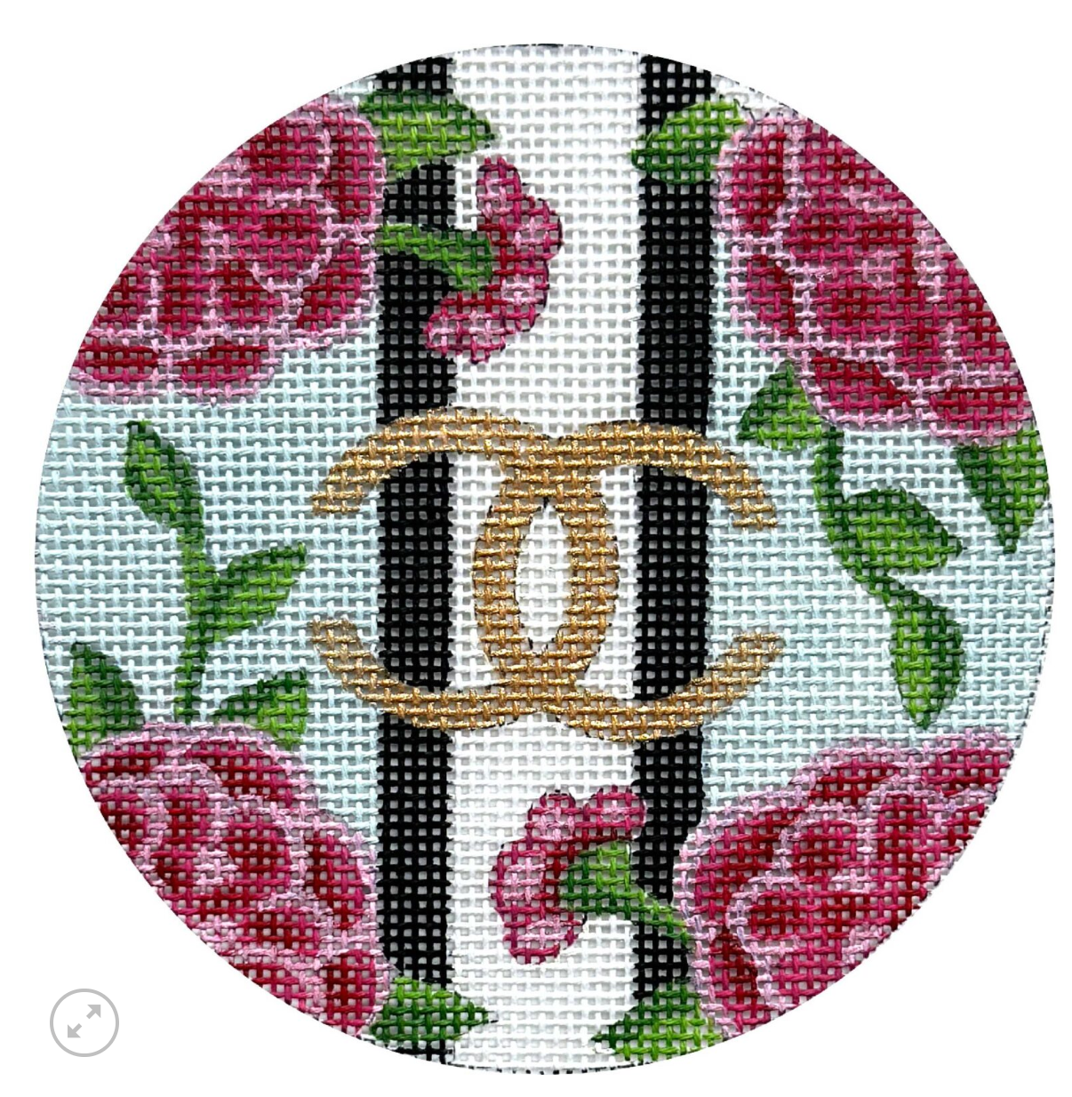 alice peterson Chanel Floral Round needlepoint canvas