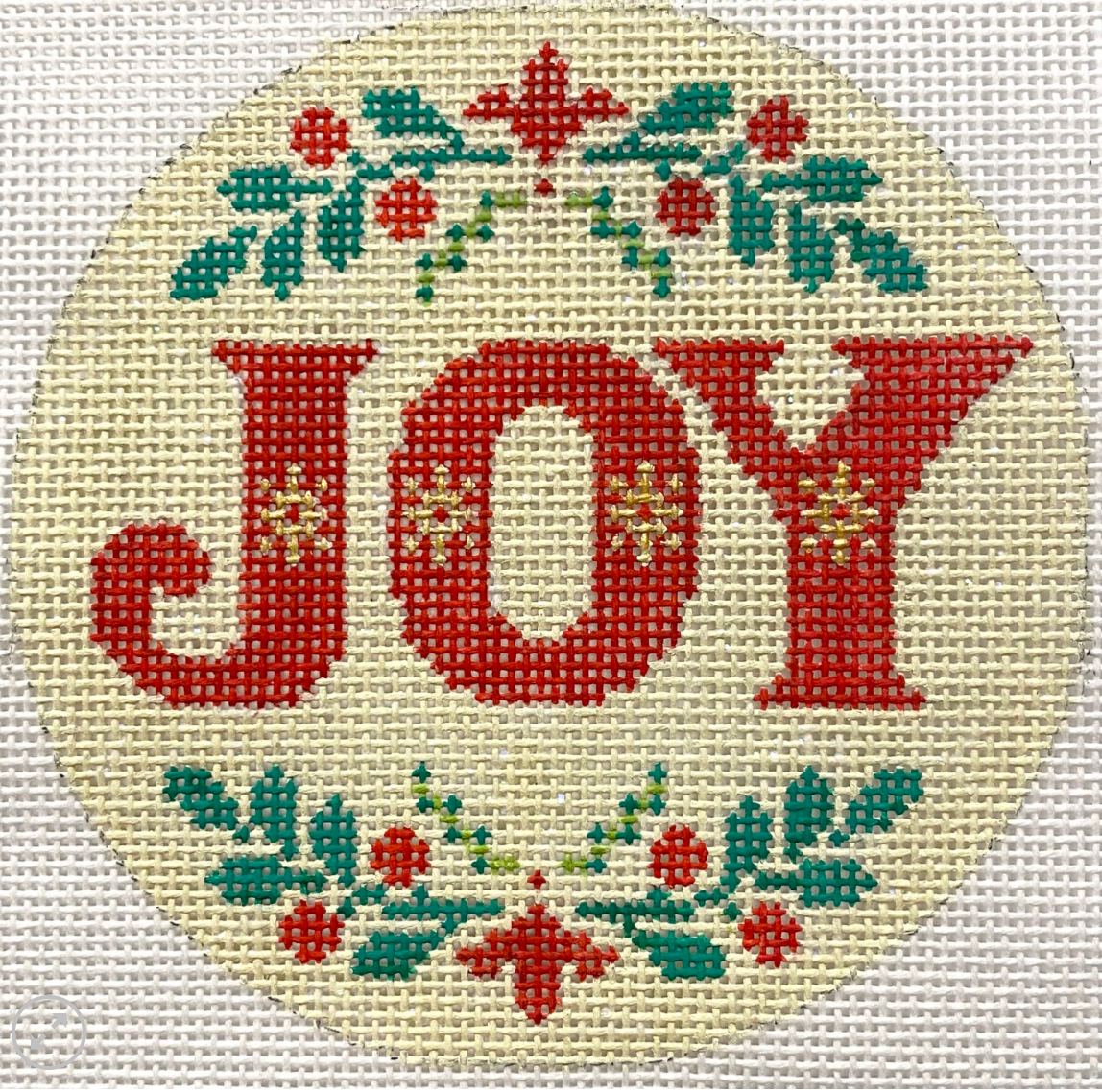 alice peterson JOY Round ornament needlepoint canvas