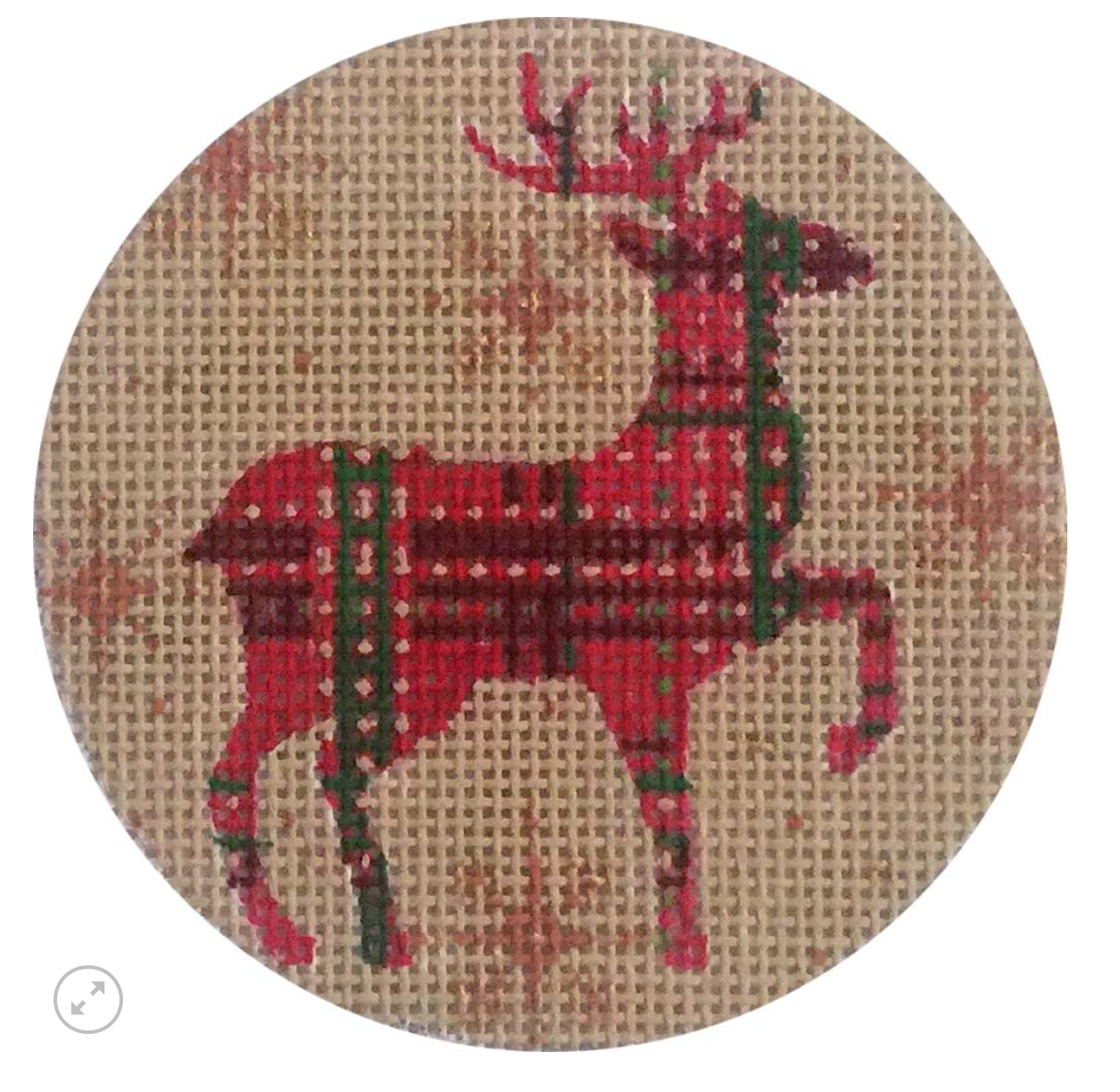 alice peterson Red and Green Plaid Reindeer needlepoint canvas
