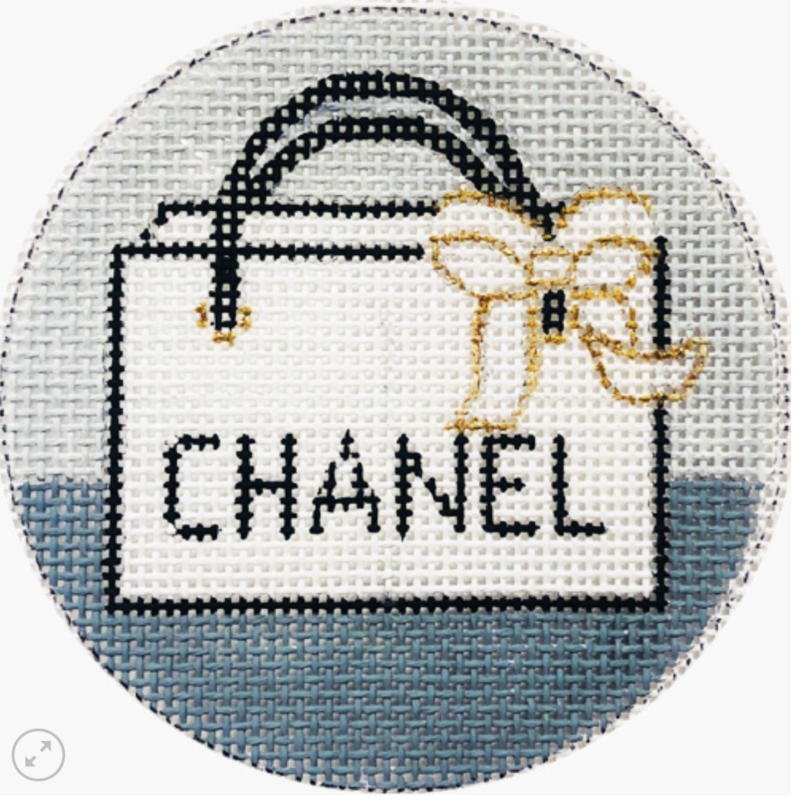 alice peterson chanel round ornament needlepoint canvas