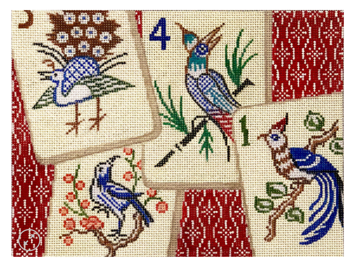 alice peterson mahjong bird needlepoint canvas