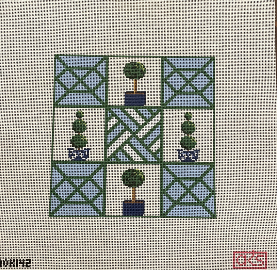 ann kaye Topiary Tic Tac Toe needlepoint canvas