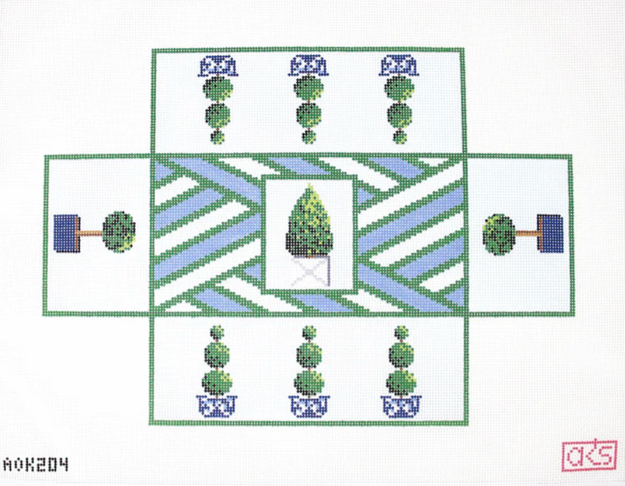ann kaye studio Topiary Brick cover needlepoint canvas