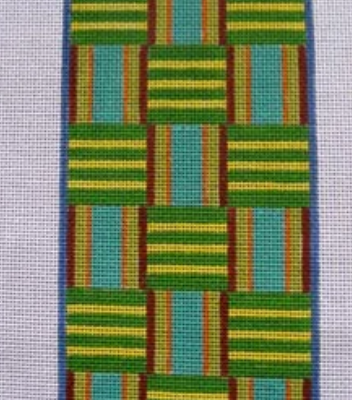 ann wheat pace Green and Aqua Geometric Eyeglass Case needlepoint canvas