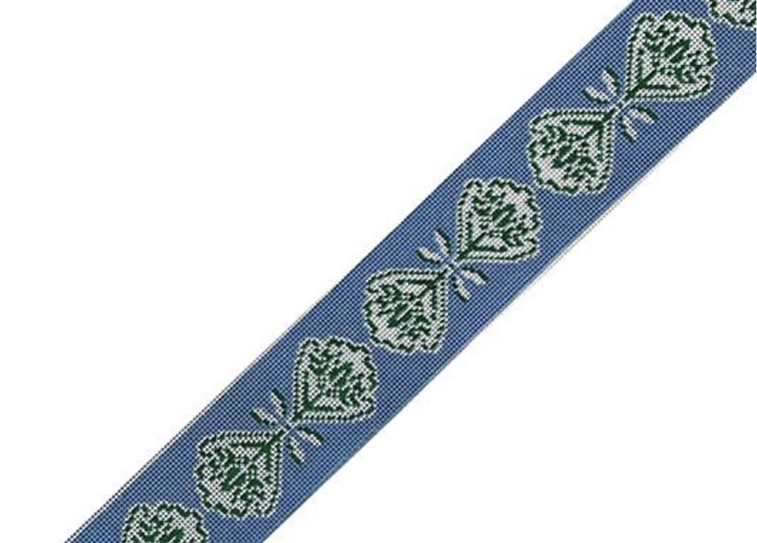 anne fisher Green Flower Cross Body Strap needlepoint canvas