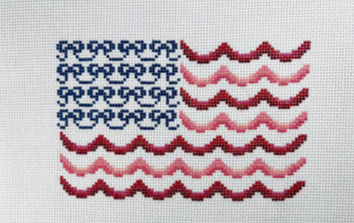 arden gray America Bow Flag needlepoint canvas