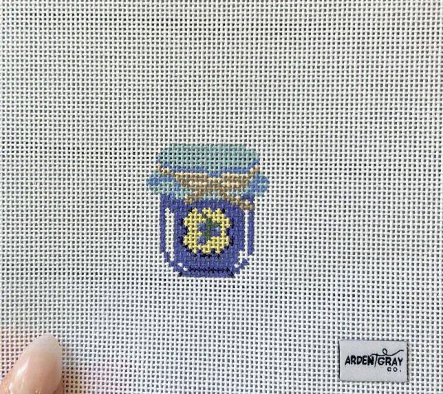 arden gray Blueberry Jam Mini bag charm needlepoint canvas