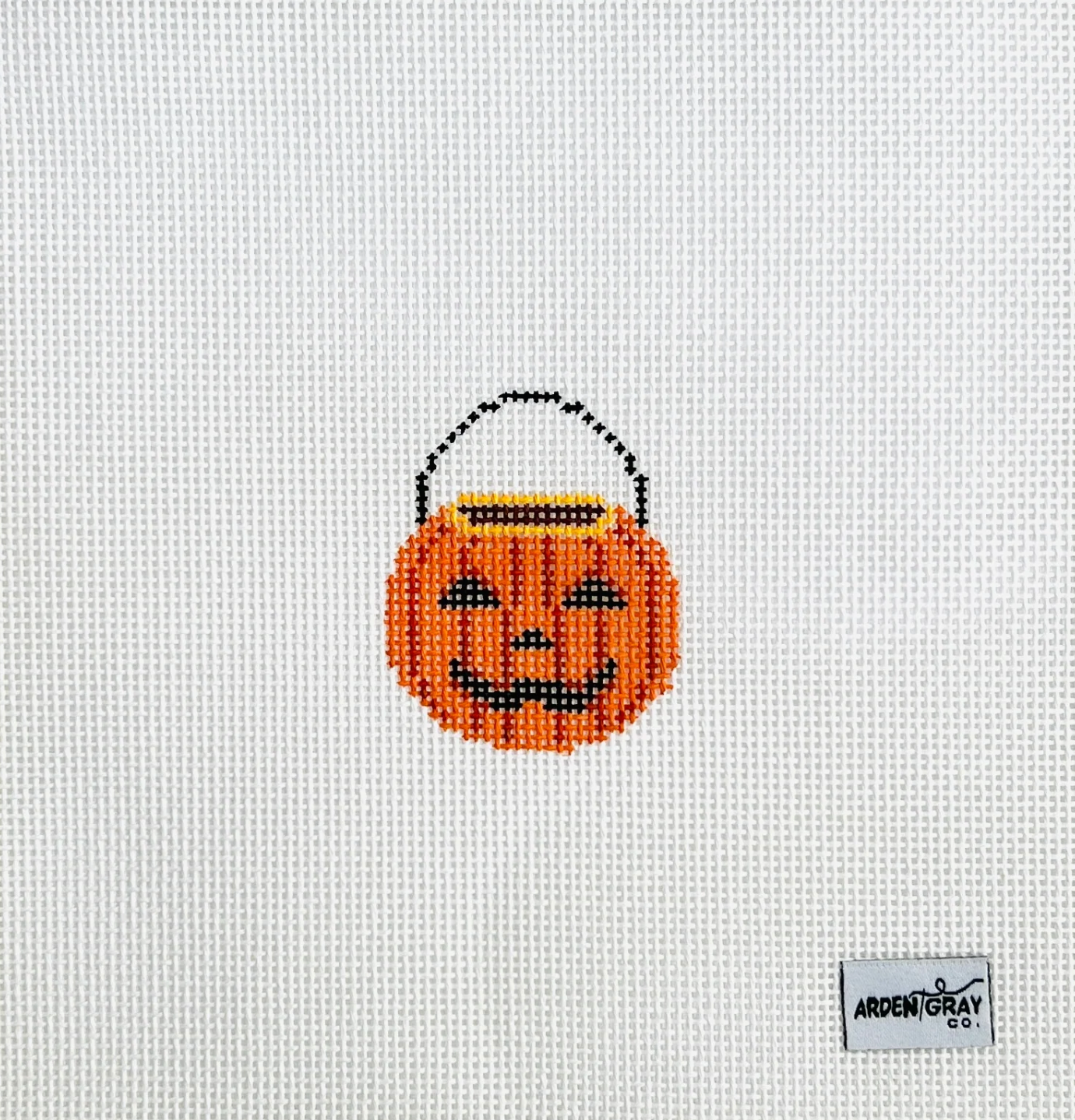 arden gray Halloween Bucket Mini needlepoint canvas