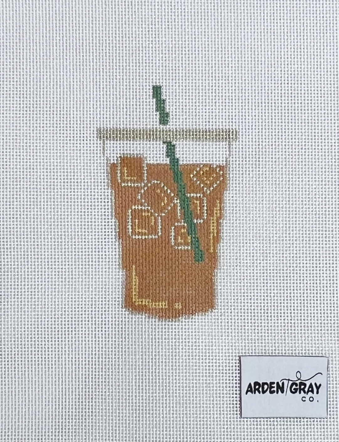 arden gray Iced Coffee Lover needlepoint canvas