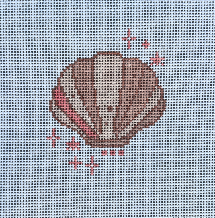 arden gray Sparkle Seashell needlepoint canvas