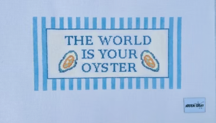 arden gray The World Is Your Oyster needlepoint canvas