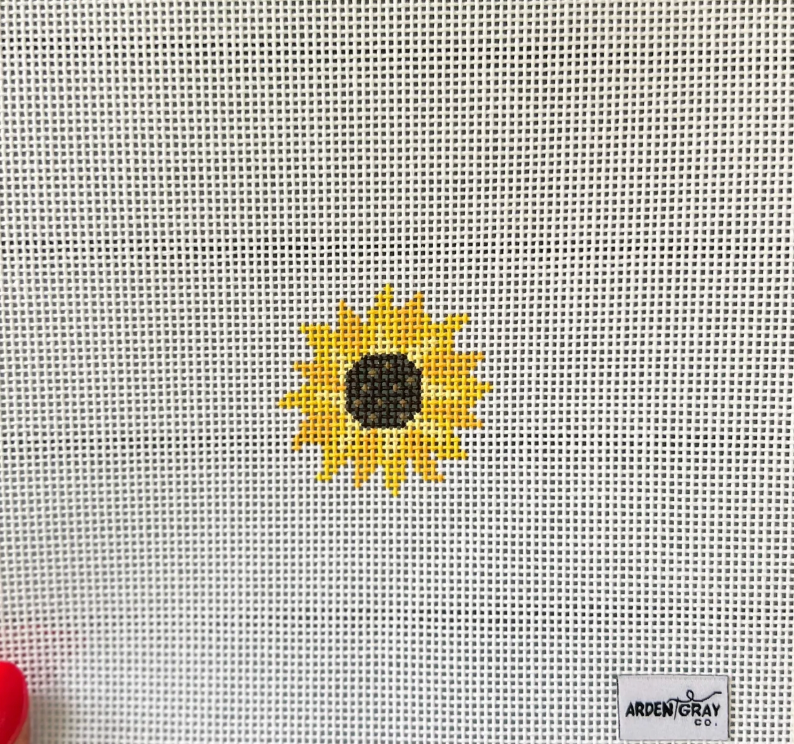 arden gray sunflower mini needlepoint canvas