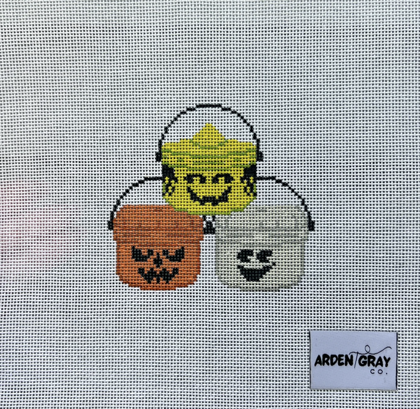 arden gray vintage boo buckets needlepoint canvas