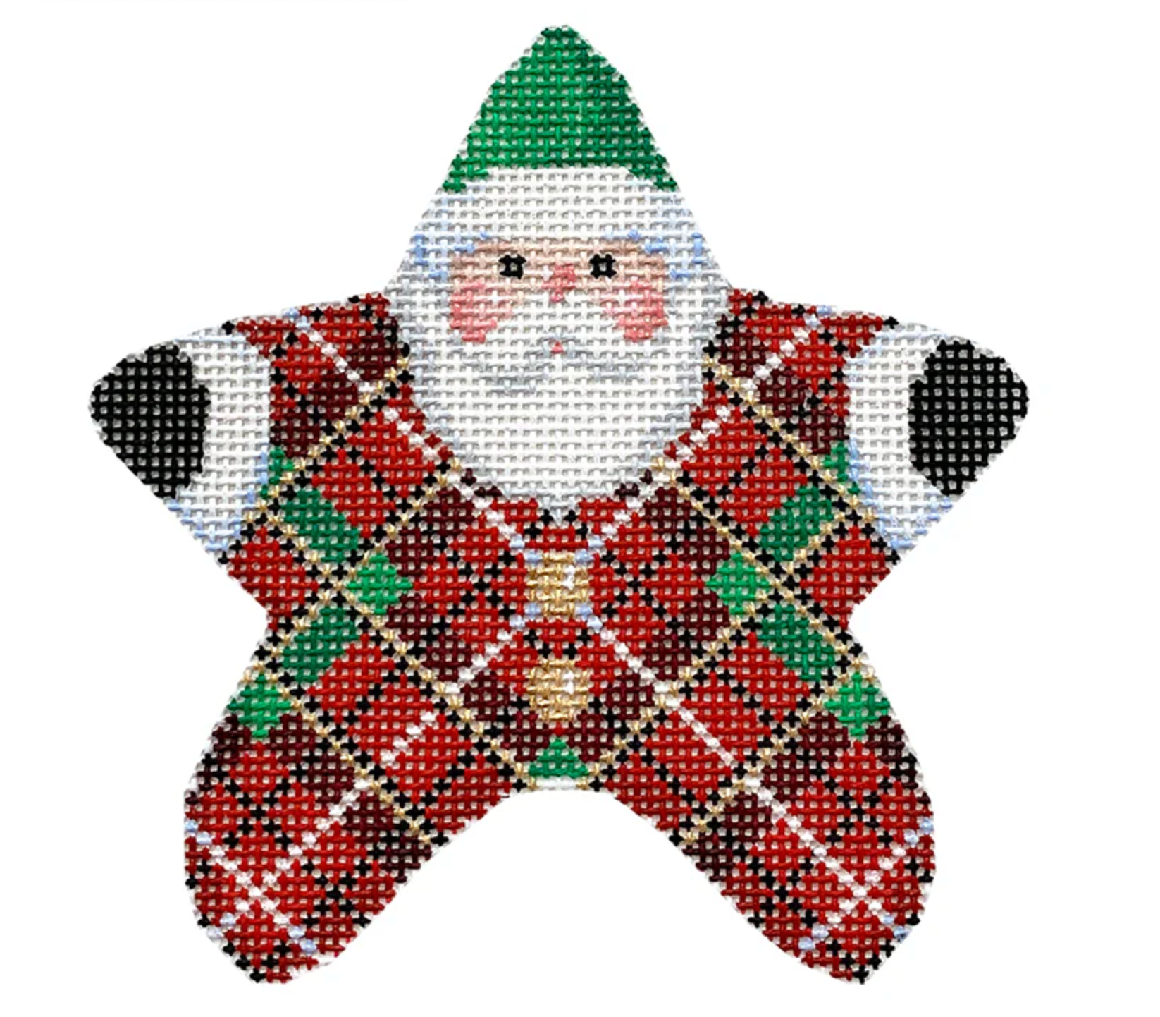 associated talents Royal Stewart PJ Santa Star ornament needlepoint canvas