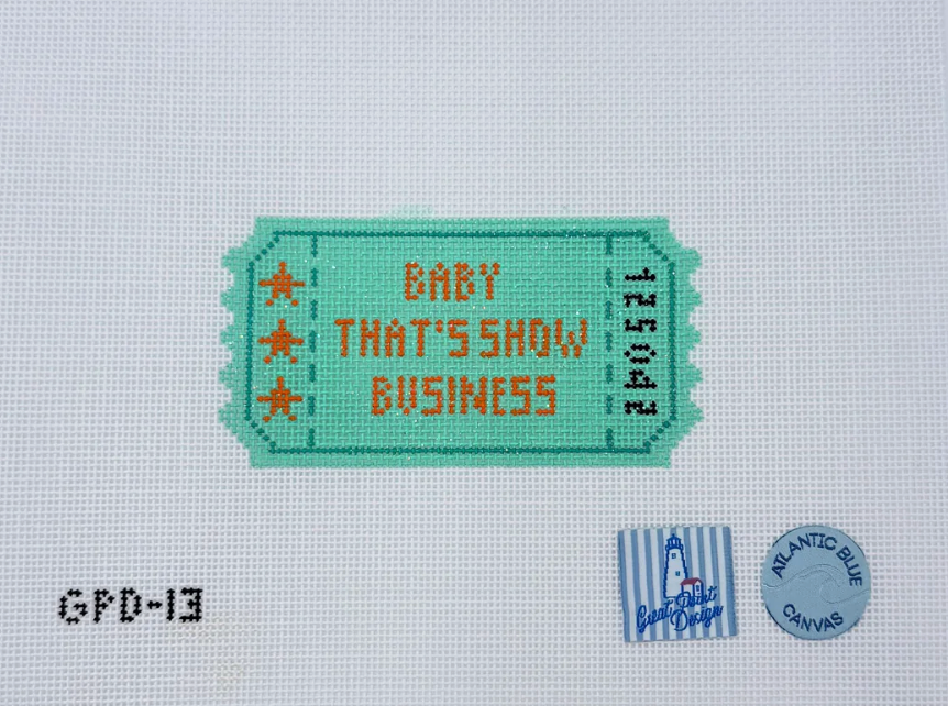 atlantic blue Baby Thats Show Business Ticket life of a showgirl taylor swift needlepoint canvas