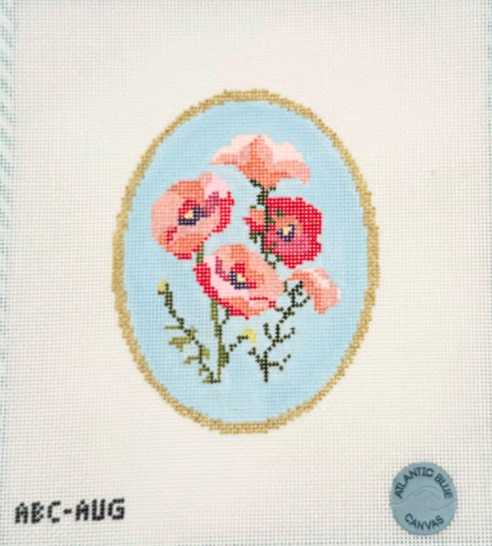 atlantic blue Birth Flowers August needlepoint canvas