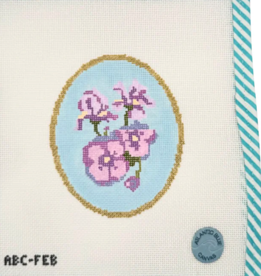 atlantic blue Birth Flowers February needlepoint canvas