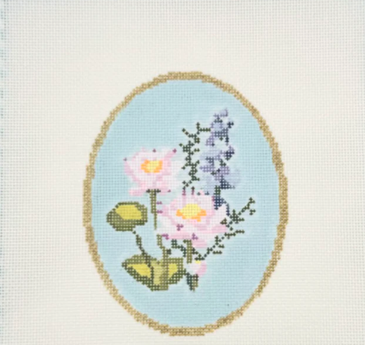 atlantic blue Birth Flowers July needlepoint canvas