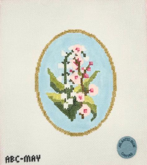 atlantic blue Birth Flowers May needlepoint canvas