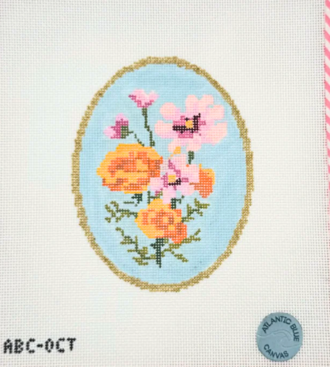 atlantic blue Birth Flowers October needlepoint canvas