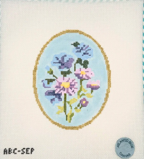 atlantic blue Birth Flowers September needlepoint canvas