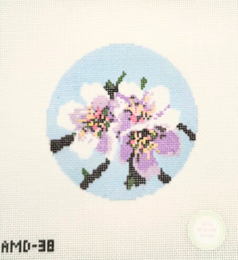 atlantic blue Flowers of the Bible Almond Tree purple flowers needlepoint canvas