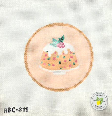 atlantic blue Fruitcake Round needlepoint canvas