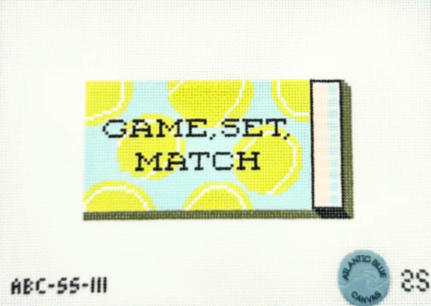 atlantic blue Game, Set, Match Tennis Matchbook needlepoint canvas