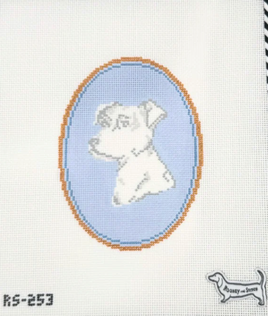 atlantic blue The Jack Russell Terrier Cameo needlepoint canvas