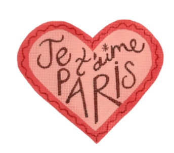 atlantic blue Je taime Paris Heart needlepoint canvas