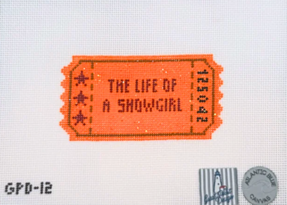 atlantic blue Life of a Showgirl Ticket needlepoint canvas