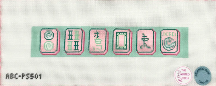 atlantic blue Mahjong Tiles Key Fob Pink needlepoint canvas