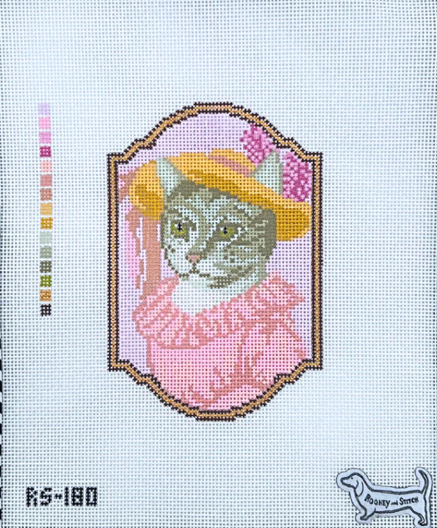 atlantic blue Meowrie Antoinette needlepoint canvas
