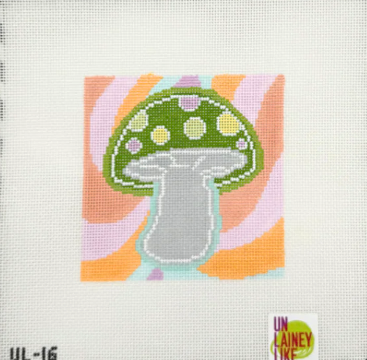 atlantic blue Neon Mushroom needlepoint canvas